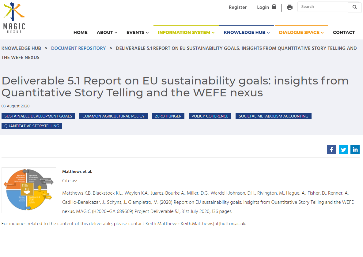 screenshot of deliverable 5.1 report webpage