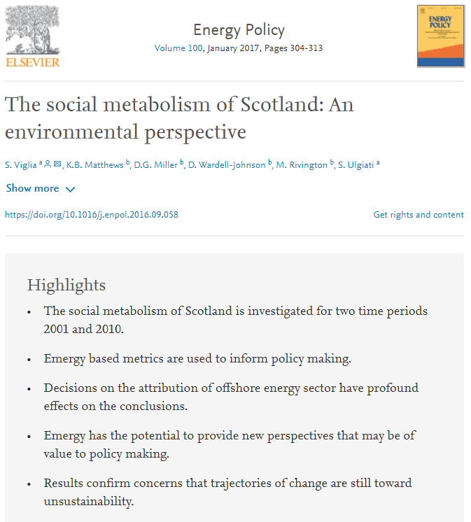 screenshot of research paper titled the social metabolism of Scotland